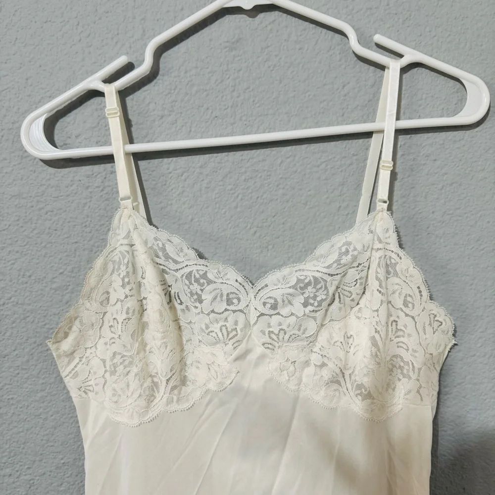 Vintage Wonder Maid Women Elegant Cream Lace Slip Dress Adjustable Strap Size 34 - Picture 4 of 12